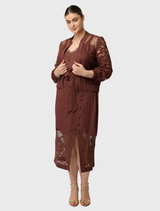 Solene Cotton Blend Lace Bomber - Rosewood