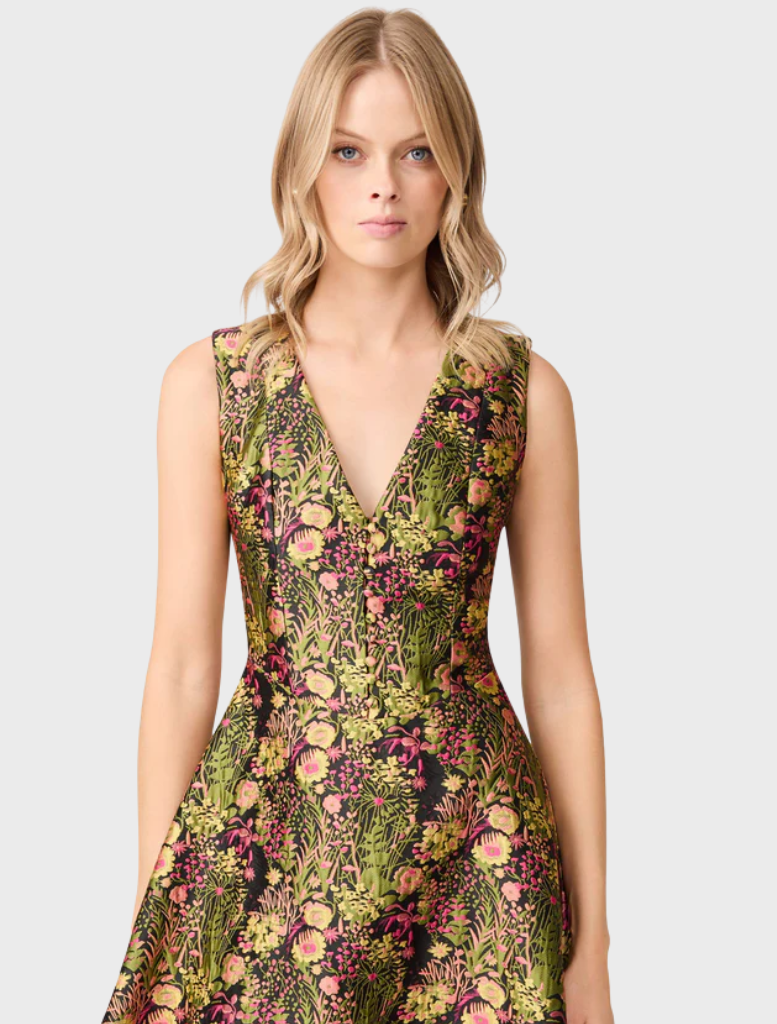 Cindy Gown - Black Floral Multi