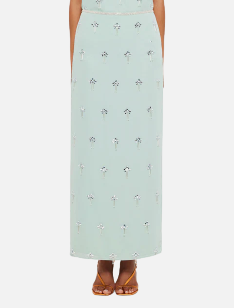 Clémentine Embellished Maxi Skirt - Pistachio