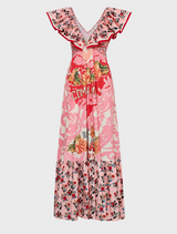 Frill Neck Dress With Hardware - Pink Porto