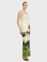 Ava Jacquard Bustier Maxi Dress - Serene Print