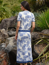 Bleu Print Skirt - Blue/White