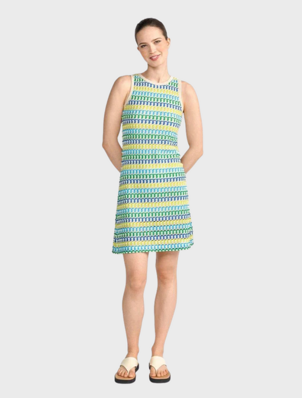Crochet Dress in Bodycon Fit - White Stone