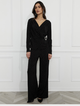 Glamorous Ruched V-neck Pullover - Black