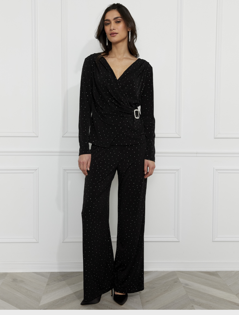 Glamorous Ruched V-neck Pullover - Black