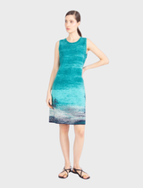 Dress, Urban Sun Pattern - Navy aqua
