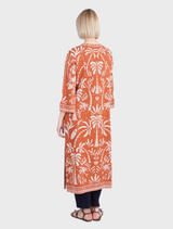 Long Coatigan, Urban Botanic Pattern - Nougat