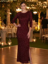 Sequin Midi Dress - Cabernet