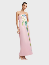 Rayna Embroidered Bustier Maxi Dress - Pastel Pink