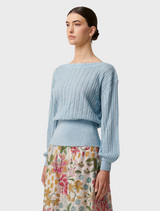 Marley Merino Cotton Knit Top - Cornflower