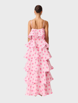 Sola Polkadot Tiered Maxi Dress - Pink