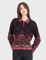 Jacquard Jacket, Ornament Pattern - Chocolate Black