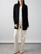 Pure Essentials Soft Roll Cardi - Jet Black