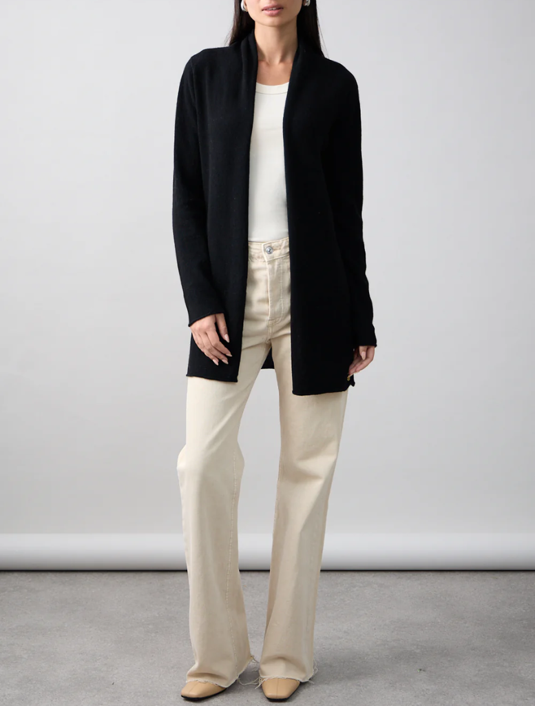 Pure Essentials Soft Roll Cardi - Jet Black