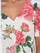 Gather Around Girls Dress - White Floral