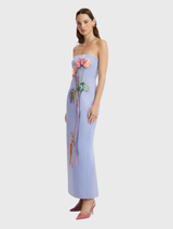 Rayna Embroidered Bustier Maxi Dress - Rose in Periwinkle