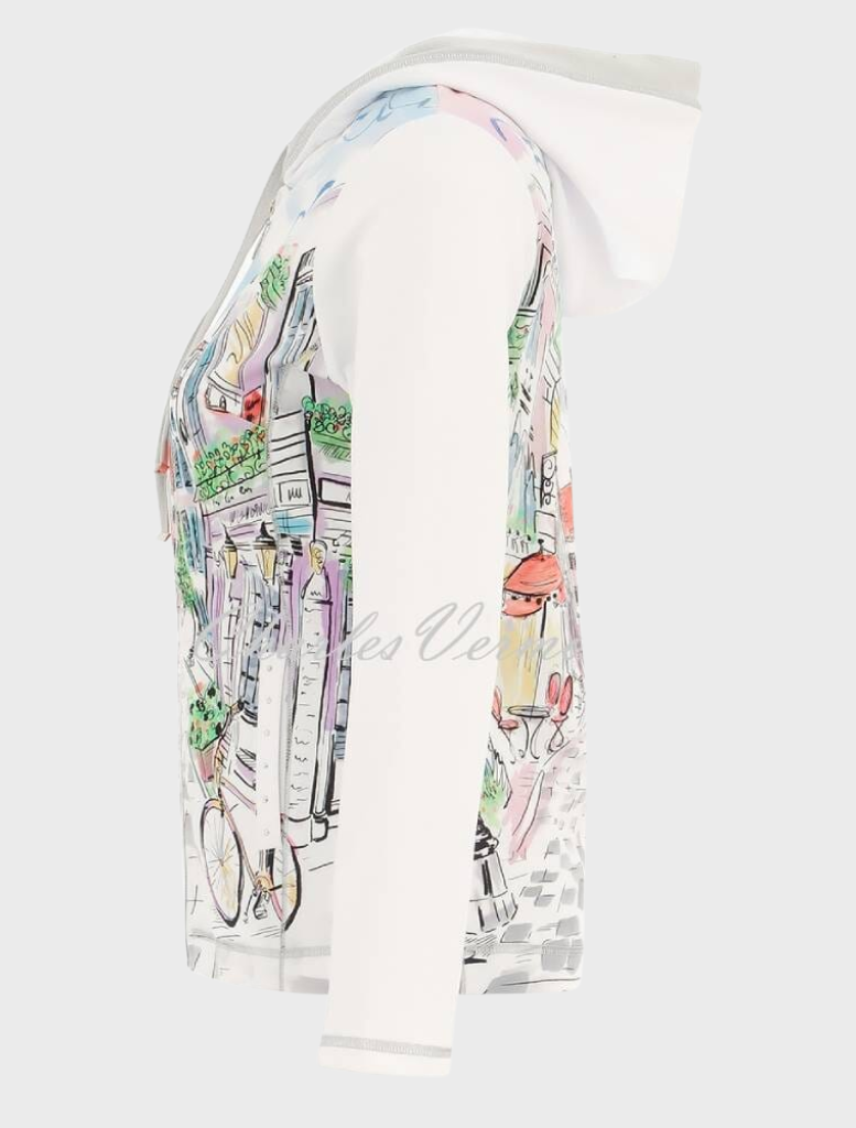 Dolcezza 'Sunday Afternoon' Hooded Zip Jacket - White / Multi 25727