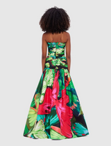 Natalia Ruched Maxi Dress - Papillon Print in Green