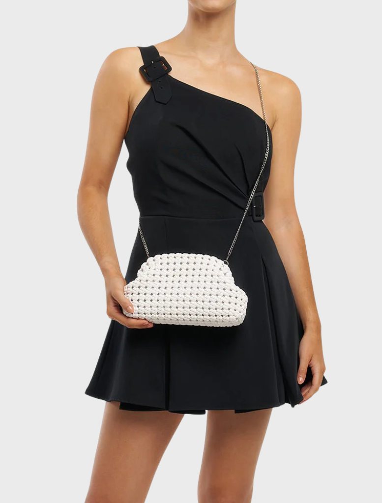 Everly Hand Woven Clutch - White