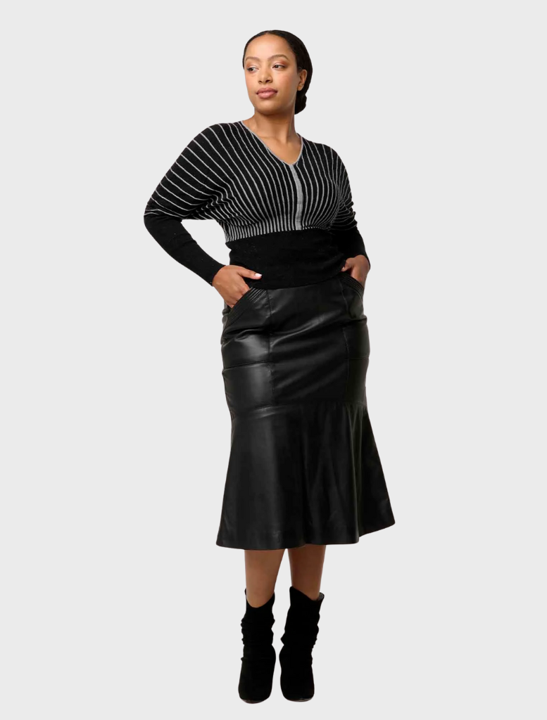 Francine Viscose Nylon Metallic Blend Stripe Knit Top - Onyx