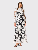 Bloomnoir Long Sleeve Maxi Dress - Black & White