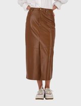 Imitation Leather Skirt - Whisky