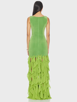 Marison Ruffled Fringe Gown - Fern Green