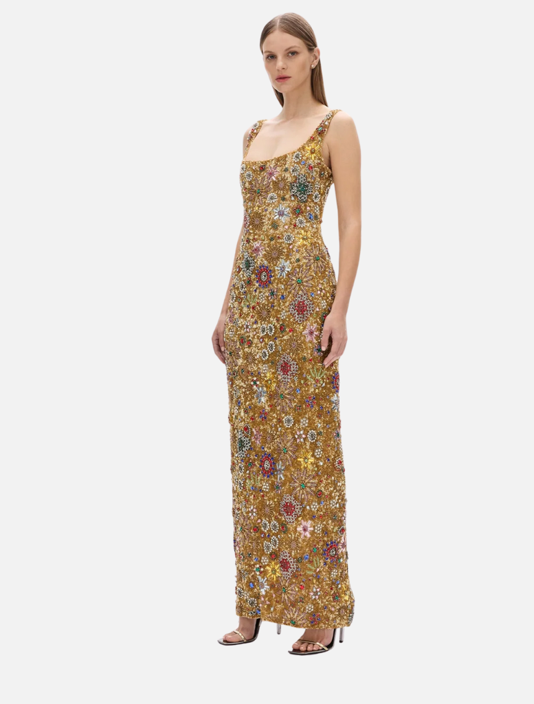 Francesca Strap Star Gown - Gold