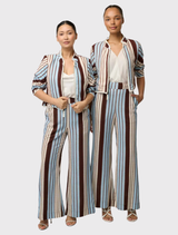 Delray Reversible Printed Linen Jacket - Nautilus Bloom / Iridescent Stripe