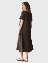 Long Line Bib Dress - Chocolate