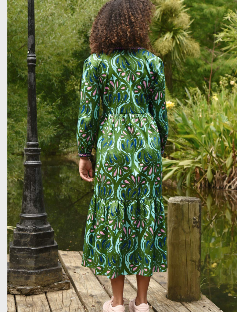 Tier She Goes Dress - Green/Blue
