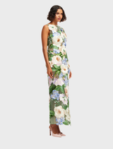 Floral Hand Embroidered Backless Maxi Dress- Blossom