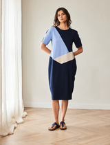 3 Tone Linen Dress - Blue