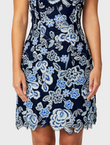 Ruby Navy Embroidered Dress - Blue