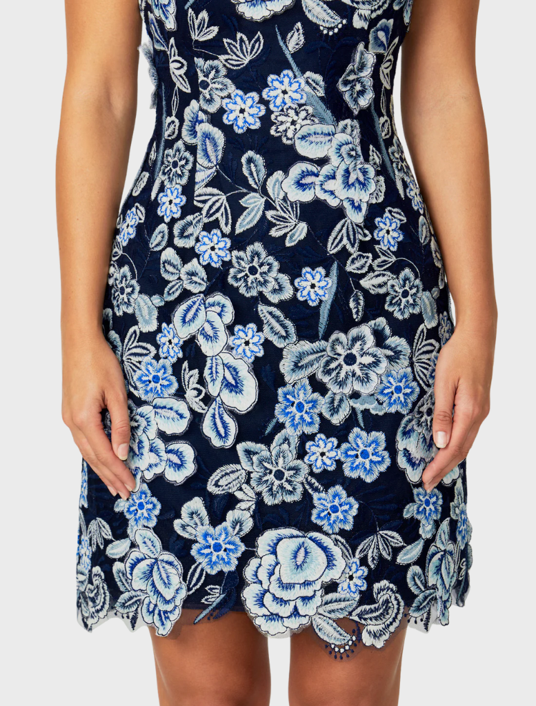 Ruby Navy Embroidered Dress - Blue