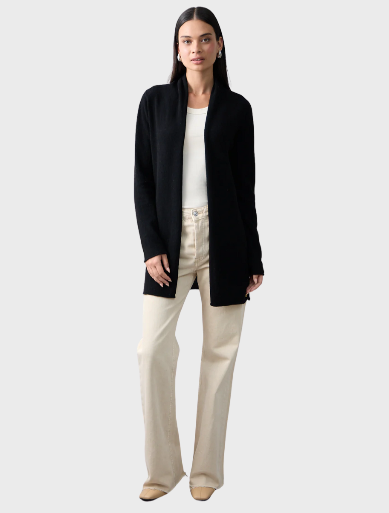 Pure Essentials Soft Roll Cardigan - Jet Black