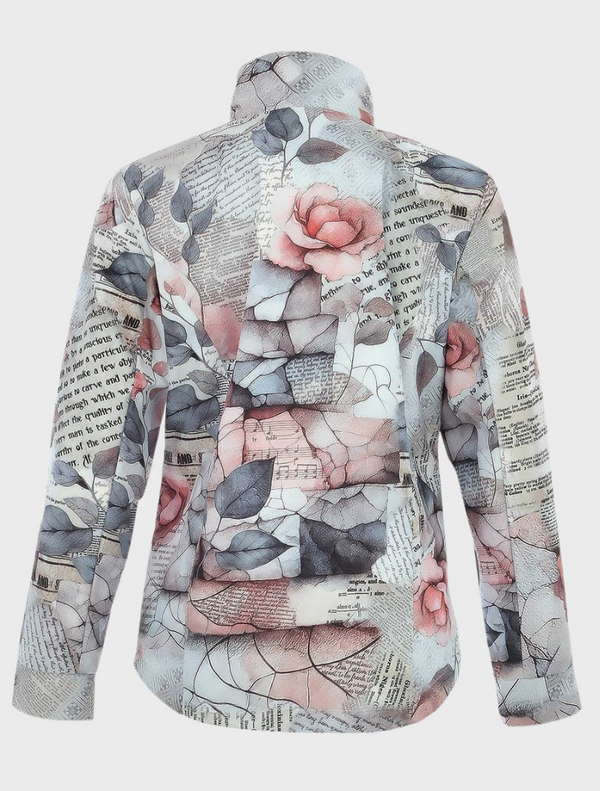 Floral Vintage Print Zip-Up Jacket - 25866