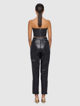 Vic Leather Straight Leg Pants - Ebony