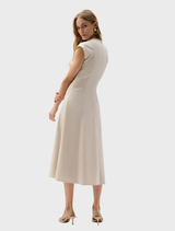 Melange Millennium Fit And Flare Dress - Natural