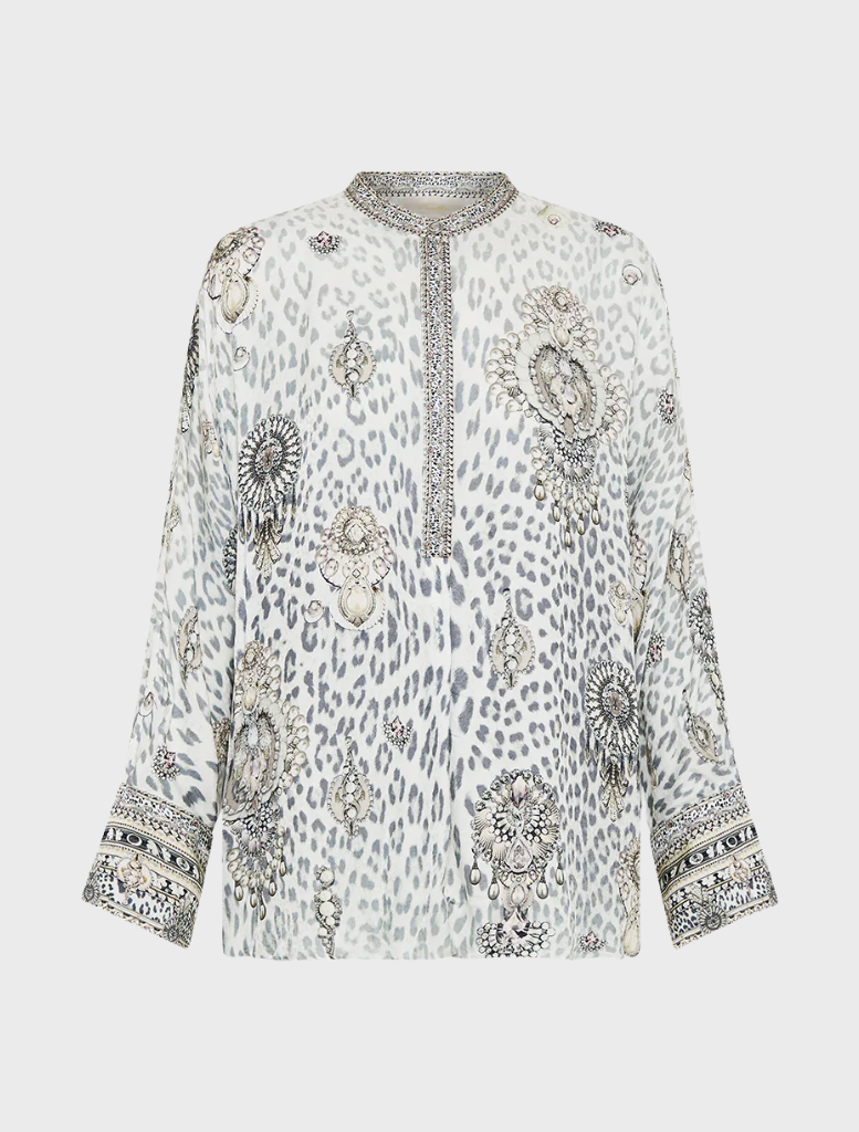 Relaxed Placket Detail Shirt - Marble heaven
