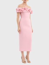 Yorkshire Off The Shoulder Midi Dress - Blossom