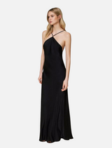 Long Satin Dress - Black