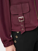 Zippered Casual Long Sleeve Jacket - Elderberry