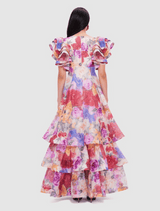 Federica Ruffled Gown - Fleur Print