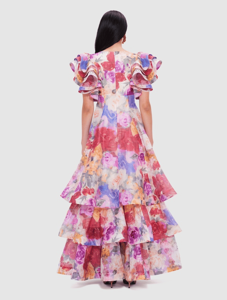 Federica Ruffled Gown - Fleur Print