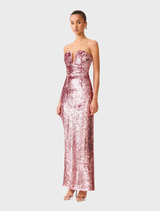 Alissa Sequin Strapless Gown - Pink