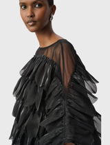 Crystal Organza Novelty Top - Black