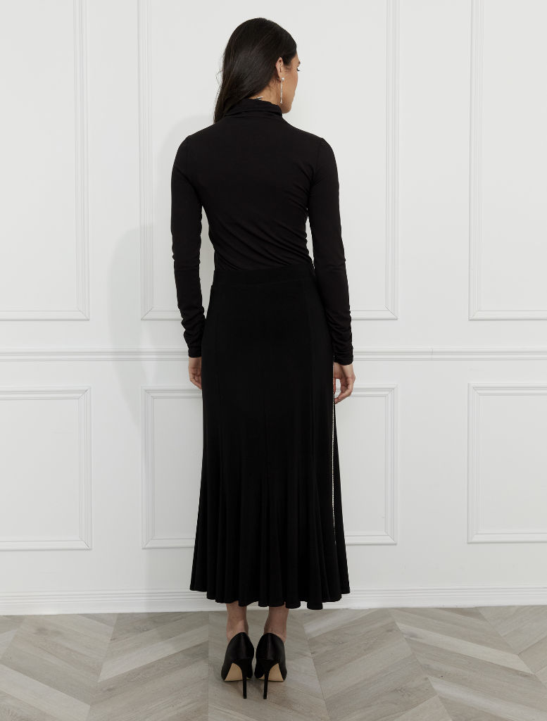 Elegant A-line Evening Skirt - Black