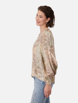 Round Neck Blouse - Brown Sugar Print