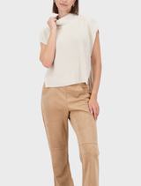 Stand-up Collar Knitwear - Almond